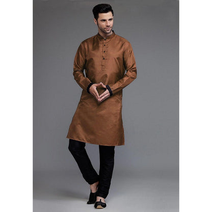 UTSAV FASHION Woven Art Silk Brown Kurta with Pant and Jacket