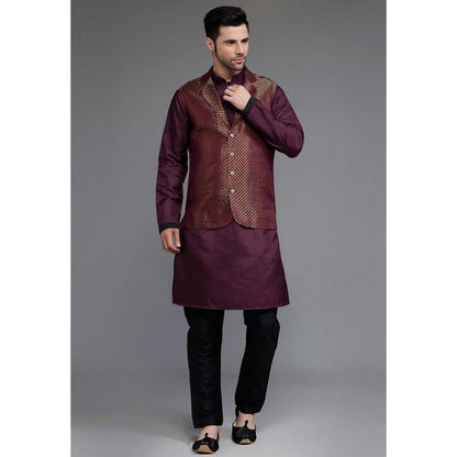 UTSAV FASHION Woven Art Silk Purple Kurta with Pant and Jacket