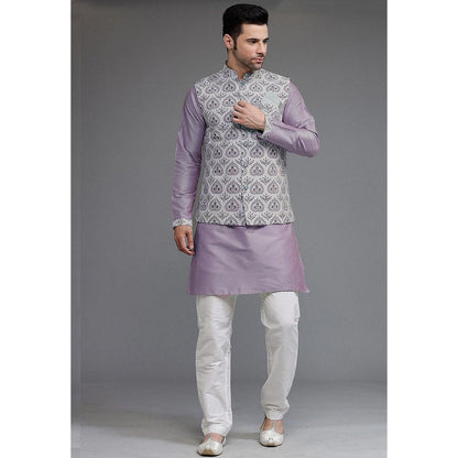UTSAV FASHION Digital Printed Cotton Silk Purple Kurta with Pant and Jacket