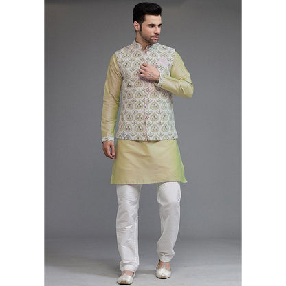 UTSAV FASHION Digital Printed Cotton Silk Green Kurta with Pant and Jacket