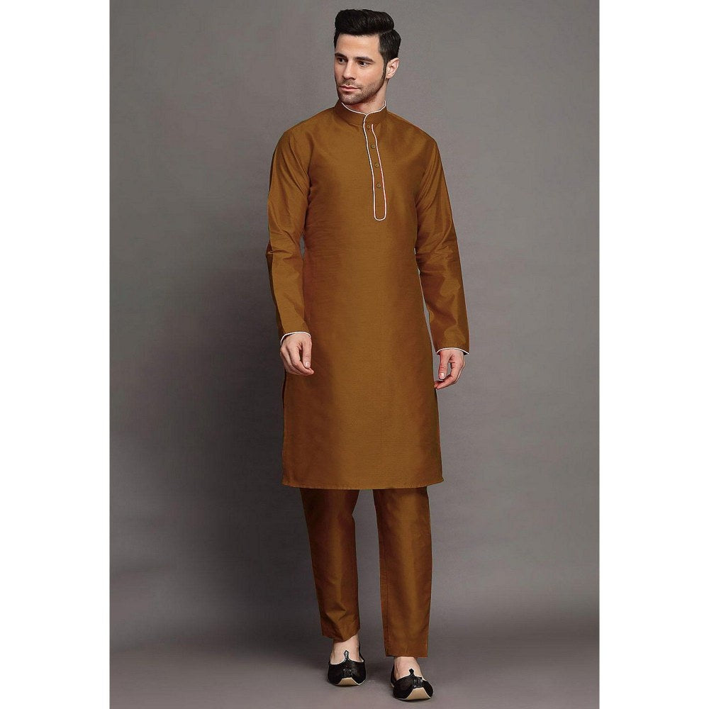 UTSAV FASHION Embroidered Art Silk Brown Kurta with Pant and Jacket