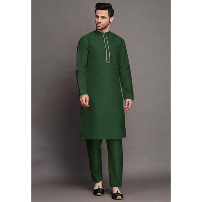 UTSAV FASHION Embroidered Art Silk Green Kurta with Pant and Jacket