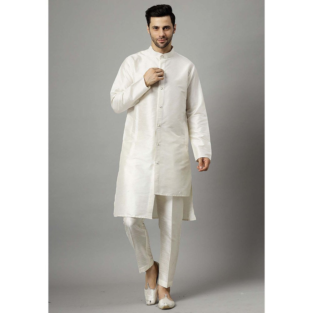 UTSAV FASHION Off White Solid Kurta with Jacket and Pant