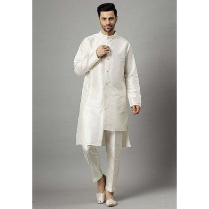 UTSAV FASHION Off White Solid Kurta with Jacket and Pant