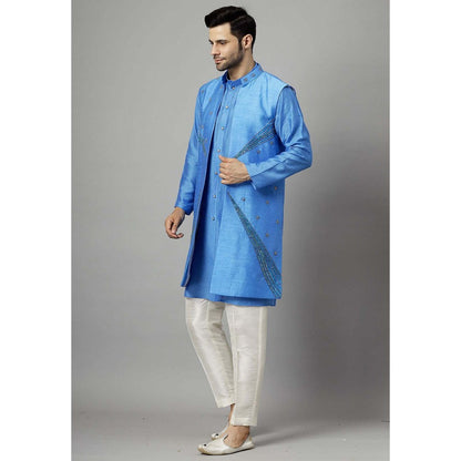 UTSAV FASHION Blue Solid Kurta with Jacket and Pant