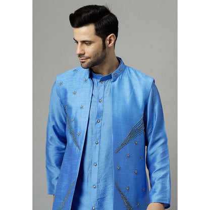 UTSAV FASHION Blue Solid Kurta with Jacket and Pant