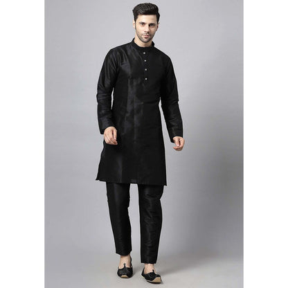 UTSAV FASHION Black Solid Kurta with Jacket and Pant
