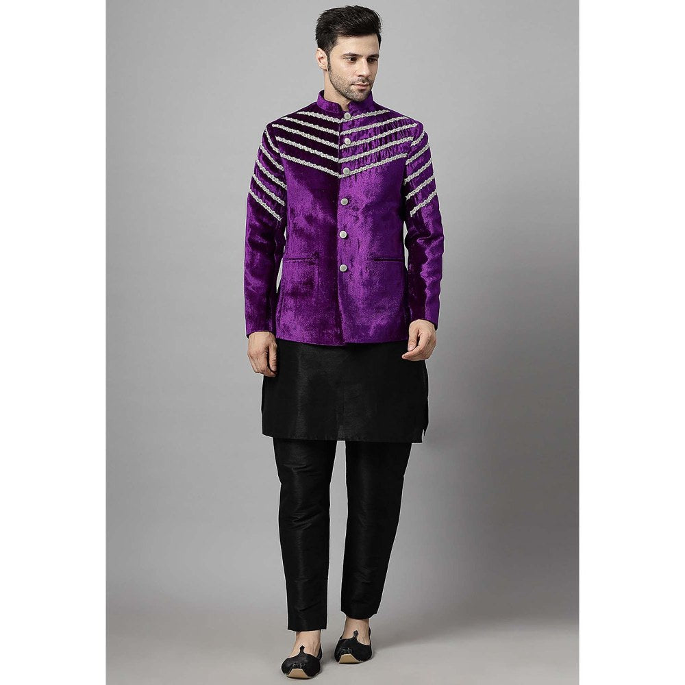UTSAV FASHION Purple Solid Kurta with Jacket and Pant