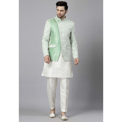 UTSAV FASHION White Embroidered Kurta with Jacket and Pant