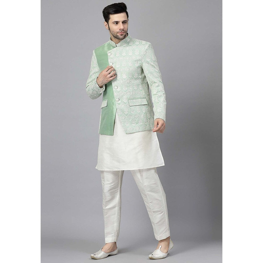 UTSAV FASHION White Embroidered Kurta with Jacket and Pant