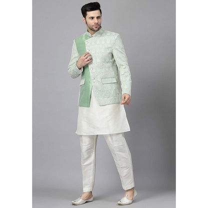 UTSAV FASHION White Embroidered Kurta with Jacket and Pant