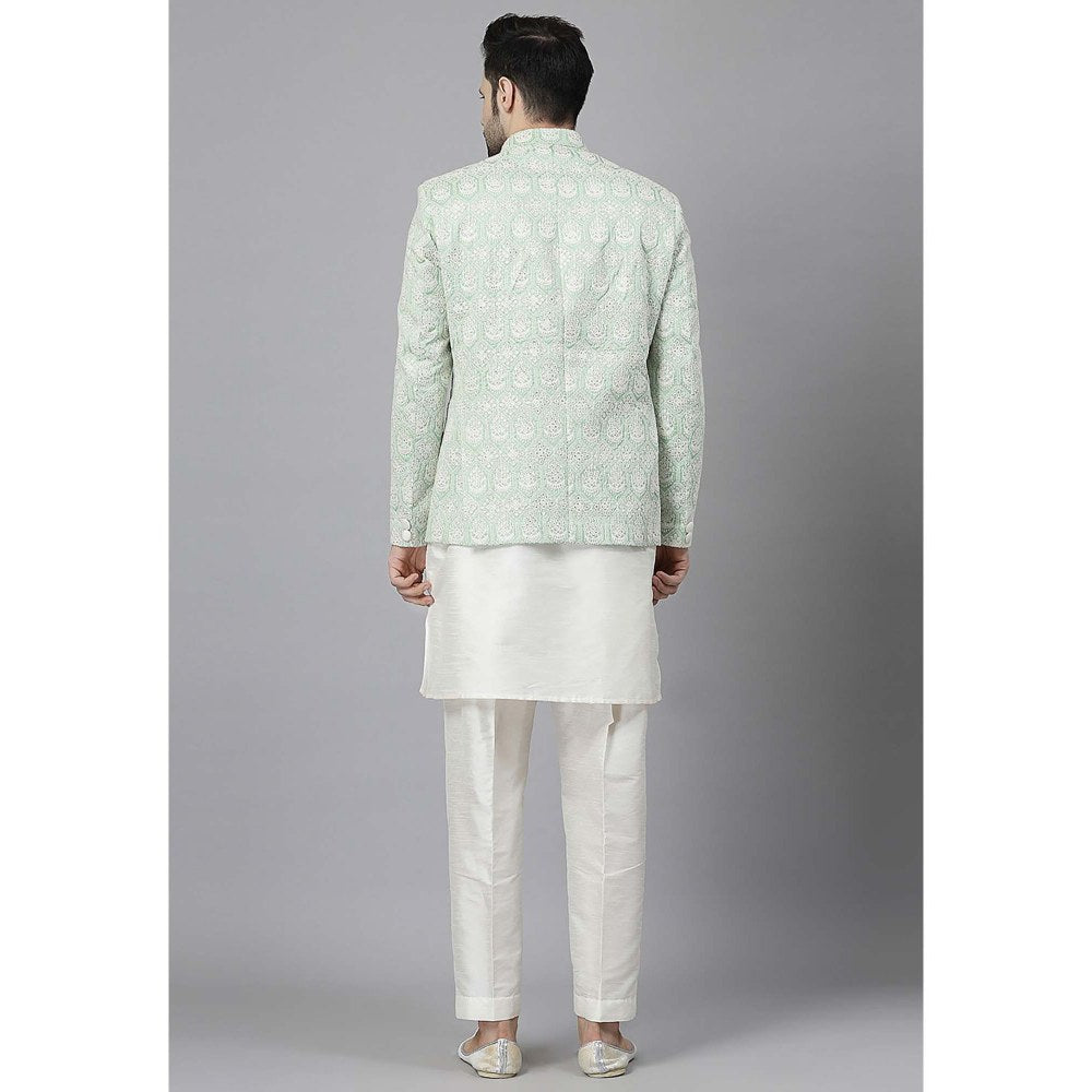 UTSAV FASHION White Embroidered Kurta with Jacket and Pant