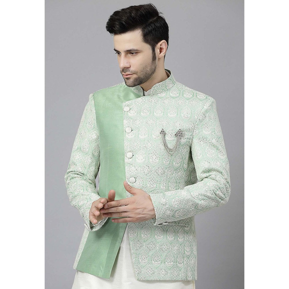 UTSAV FASHION White Embroidered Kurta with Jacket and Pant