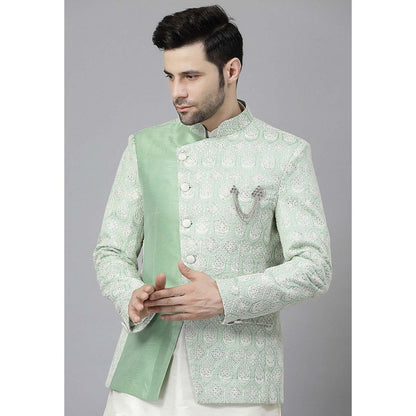 UTSAV FASHION White Embroidered Kurta with Jacket and Pant