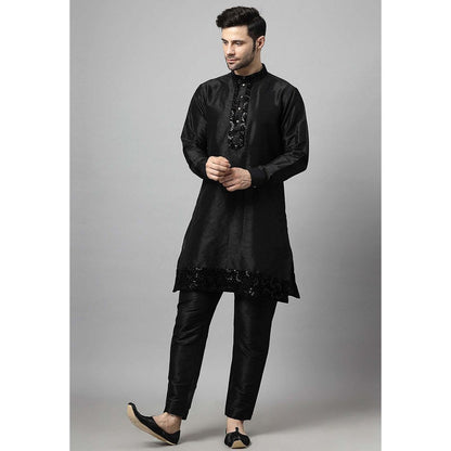 UTSAV FASHION Black Embellished Kurta with Jacket and Pant