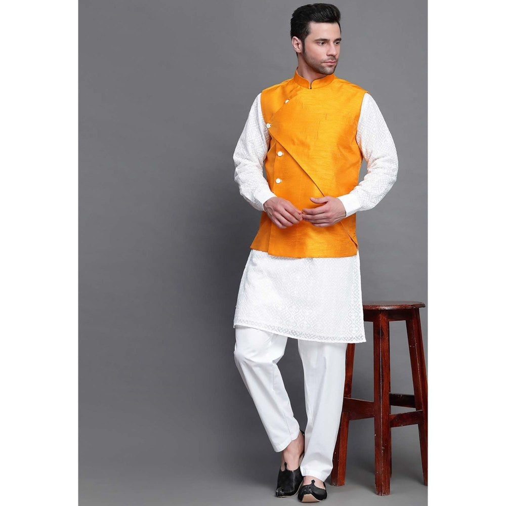 UTSAV FASHION Yellow Solid Kurta with Jacket and Pant