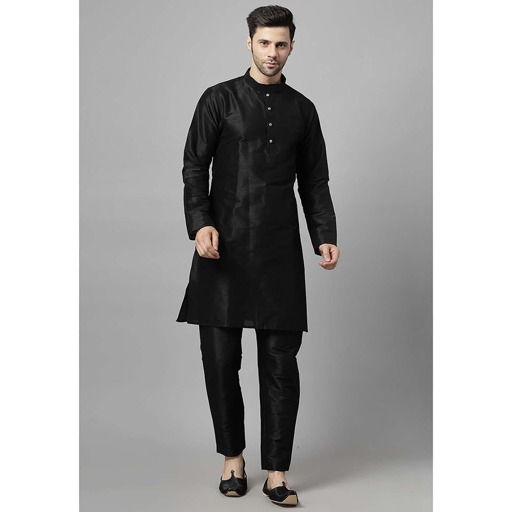 UTSAV FASHION Men Teal Embroidered Dupion Silk Kurta and Pant with Jacket