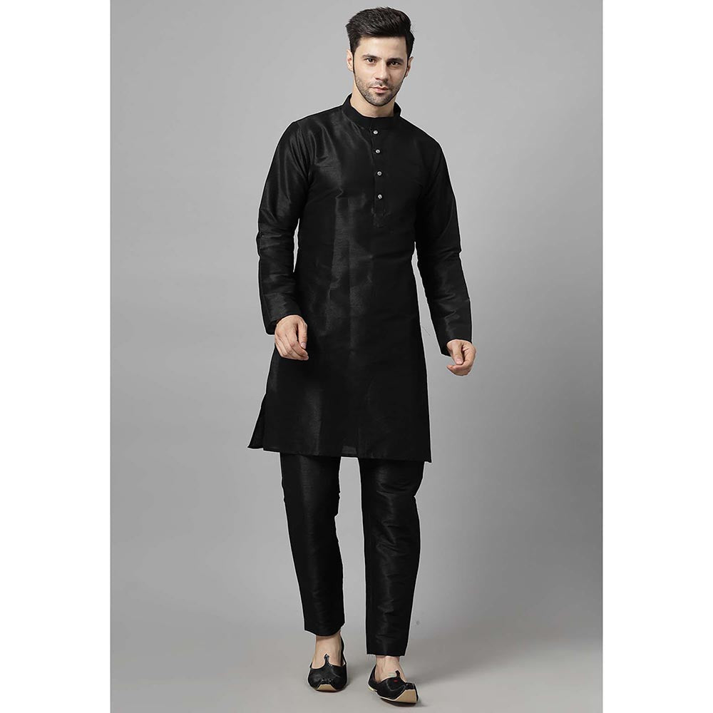 UTSAV FASHION Men Red Embroidered Dupion Silk Kurta and Pant with Jacket