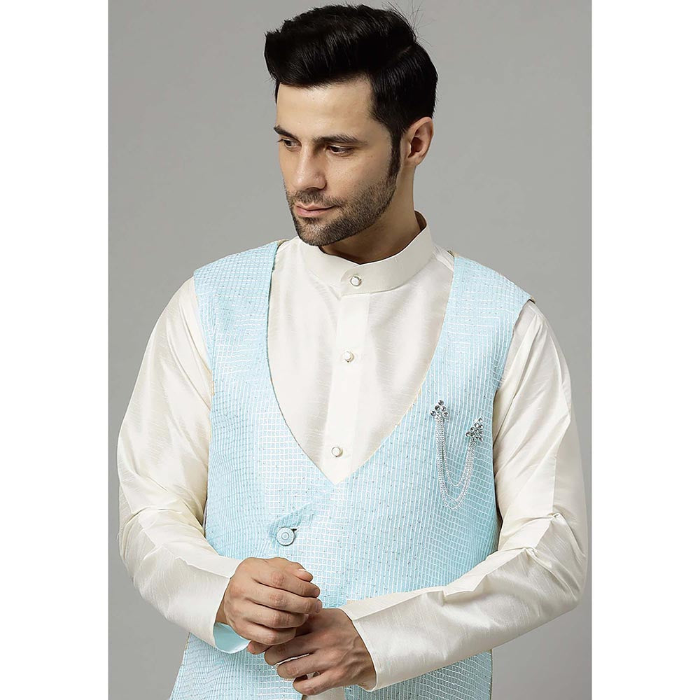 UTSAV FASHION Blue Kurta and Pant with Waistcoat