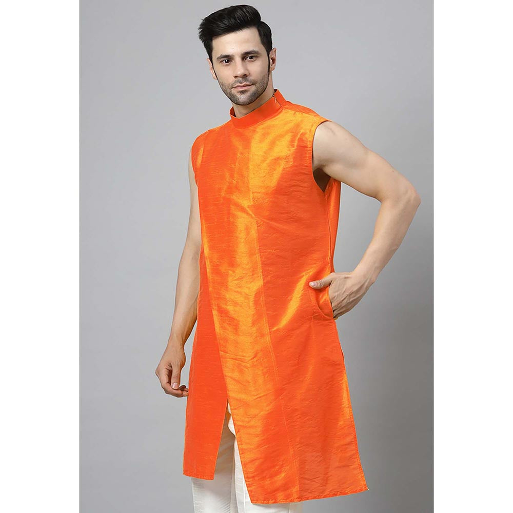 UTSAV FASHION Orange Sleeveless Straight Kurta and Pant