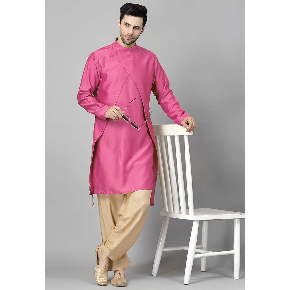UTSAV FASHION Pink High Collar Silk Straight Kurta and Pant