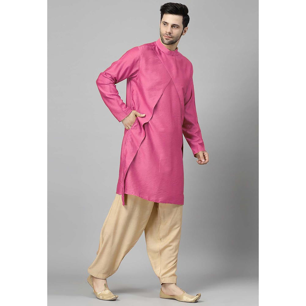 UTSAV FASHION Pink High Collar Silk Straight Kurta and Pant