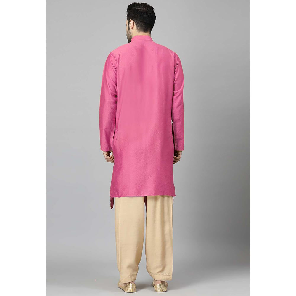 UTSAV FASHION Pink High Collar Silk Straight Kurta and Pant
