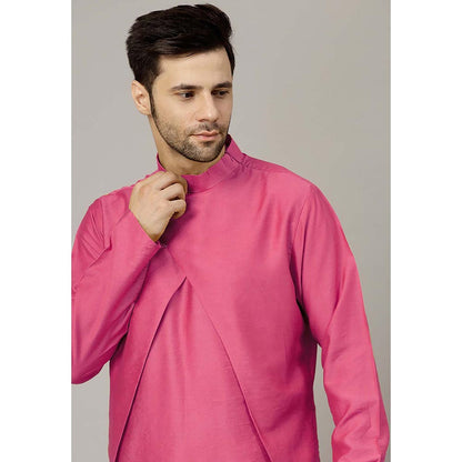 UTSAV FASHION Pink High Collar Silk Straight Kurta and Pant