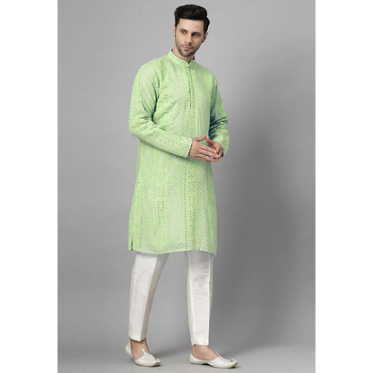 UTSAV FASHION Green Embroidered Straight Kurta and Pant