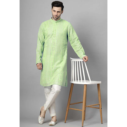UTSAV FASHION Green Embroidered Straight Kurta and Pant
