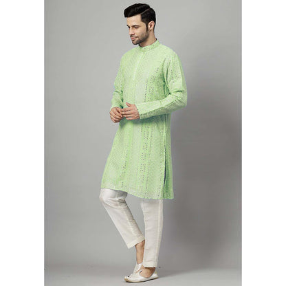 UTSAV FASHION Green Embroidered Straight Kurta and Pant