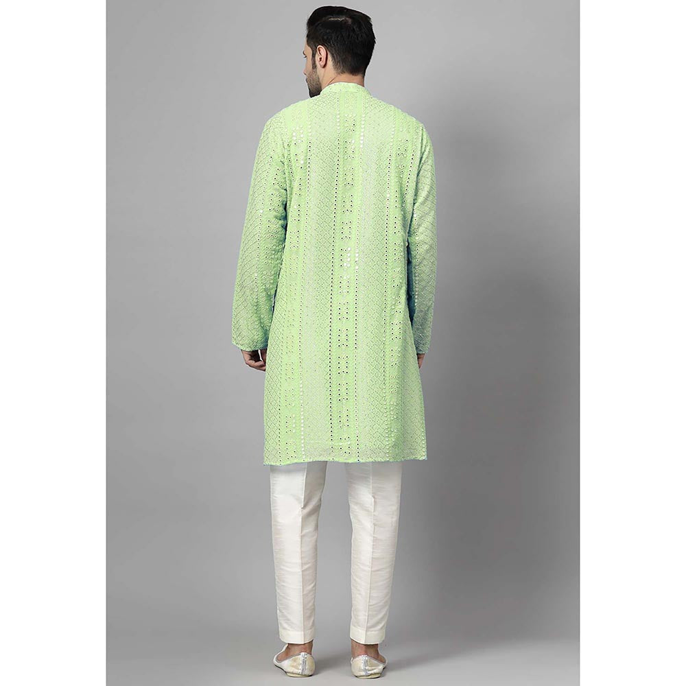 UTSAV FASHION Green Embroidered Straight Kurta and Pant