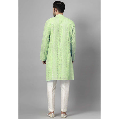 UTSAV FASHION Green Embroidered Straight Kurta and Pant