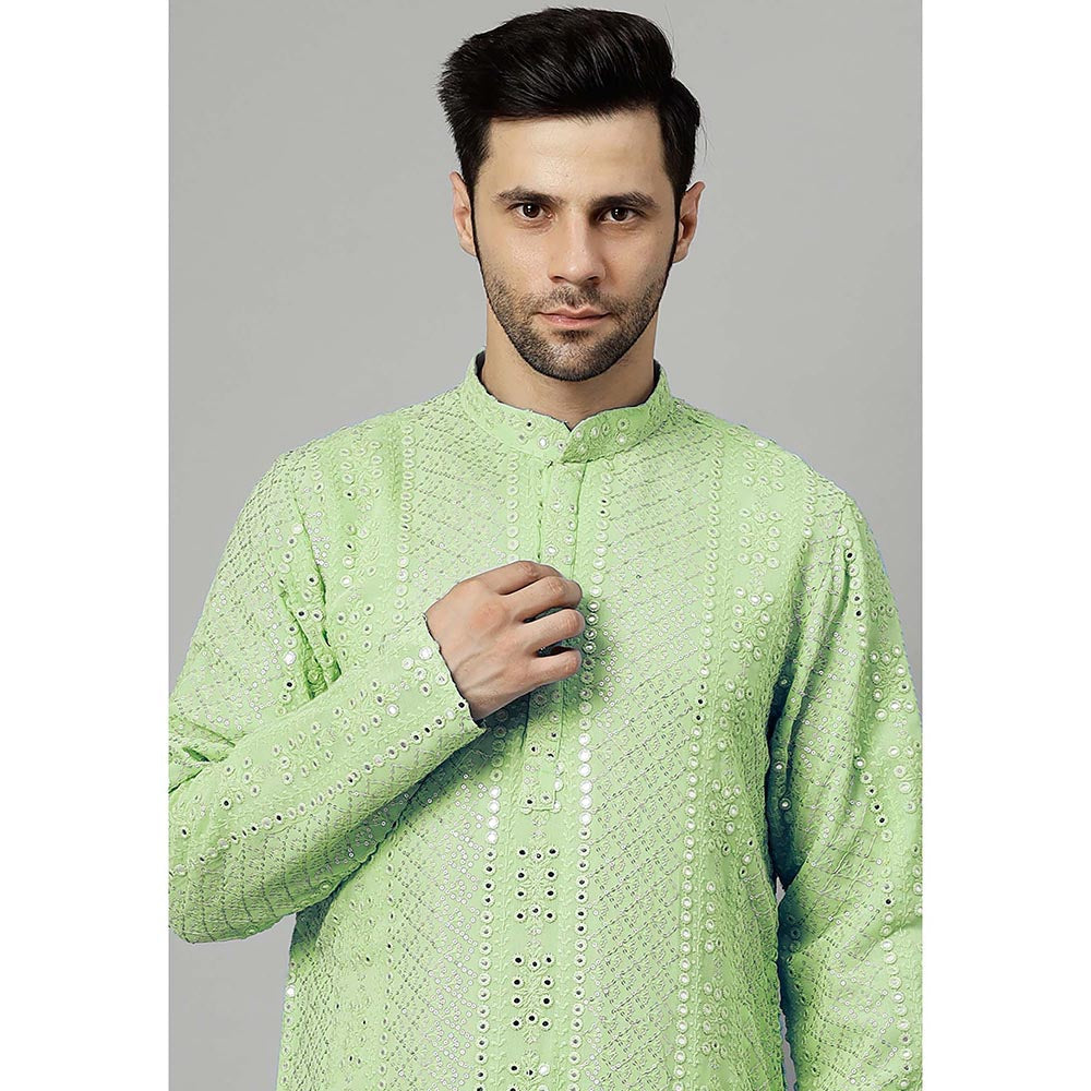 UTSAV FASHION Green Embroidered Straight Kurta and Pant