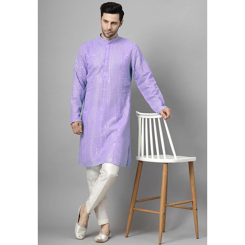 UTSAV FASHION Purple Embroidered Straight Kurta and Pant
