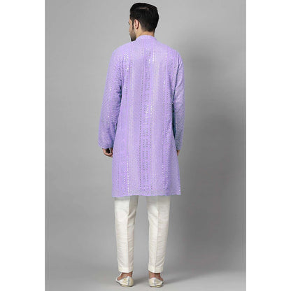 UTSAV FASHION Purple Embroidered Straight Kurta and Pant