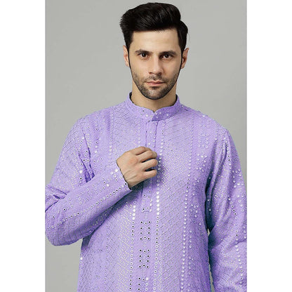 UTSAV FASHION Purple Embroidered Straight Kurta and Pant