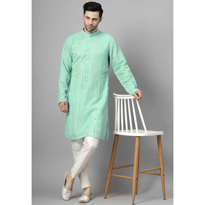 UTSAV FASHION Green Embroidered Straight Kurta and Pant
