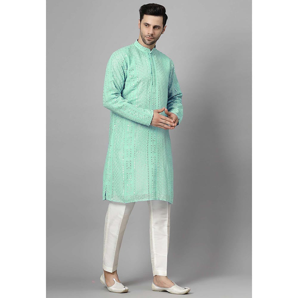 UTSAV FASHION Green Embroidered Straight Kurta and Pant