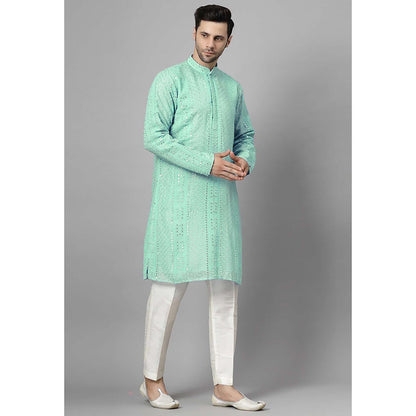 UTSAV FASHION Green Embroidered Straight Kurta and Pant