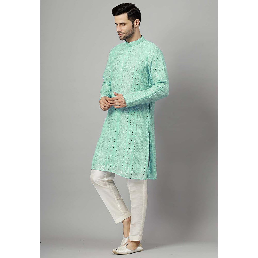 UTSAV FASHION Green Embroidered Straight Kurta and Pant