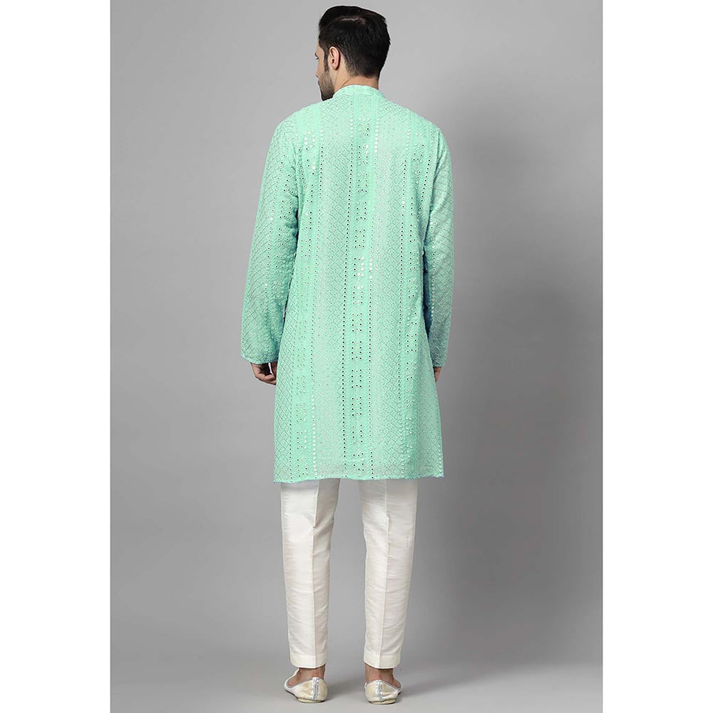 UTSAV FASHION Green Embroidered Straight Kurta and Pant