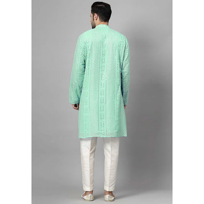 UTSAV FASHION Green Embroidered Straight Kurta and Pant