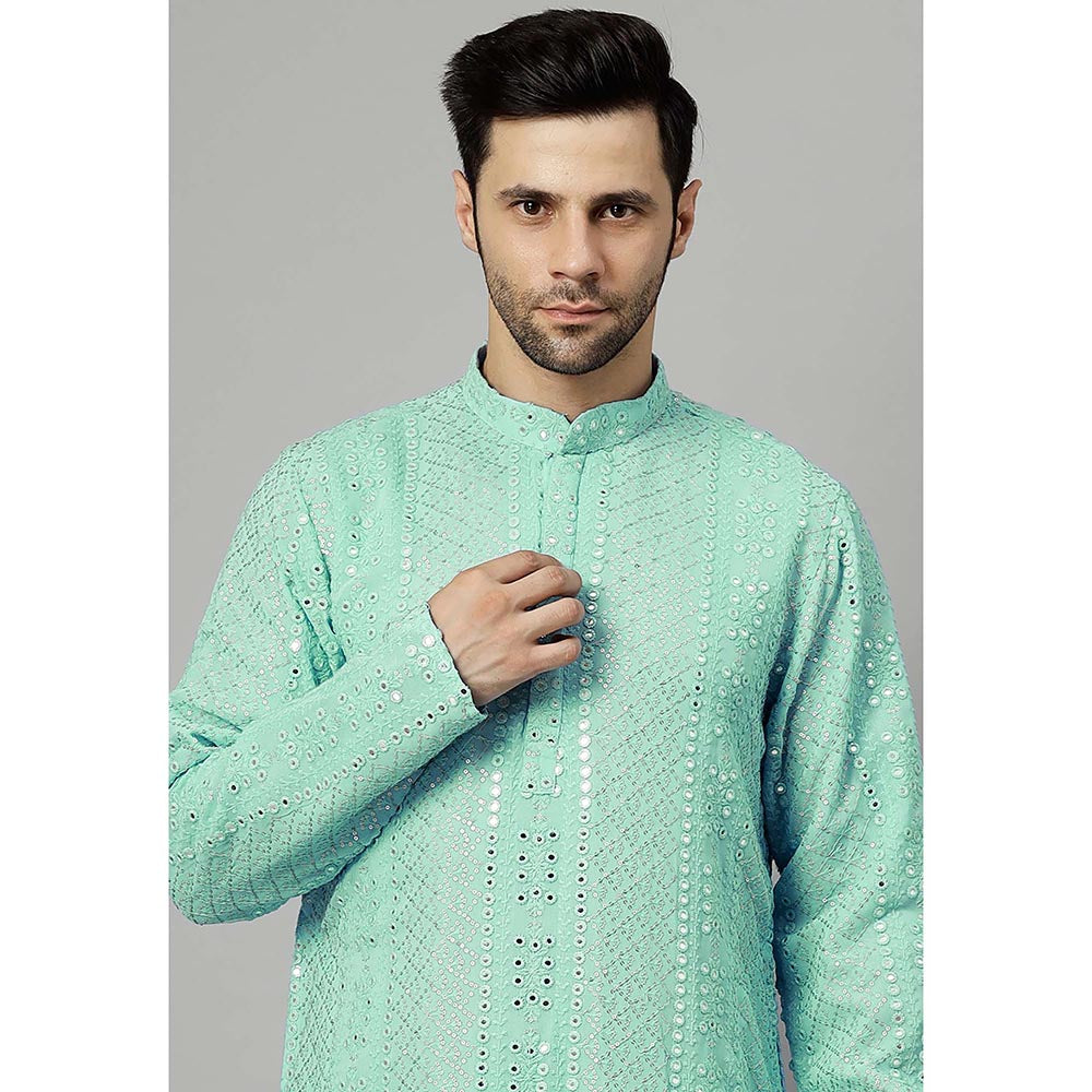 UTSAV FASHION Green Embroidered Straight Kurta and Pant