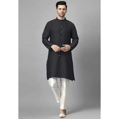 UTSAV FASHION Men High Slit Raw Silk Kurta and Pant