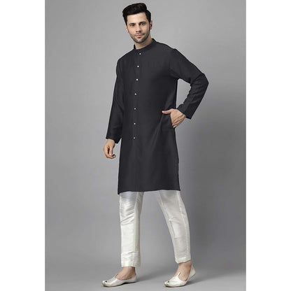 UTSAV FASHION Men High Slit Raw Silk Kurta and Pant