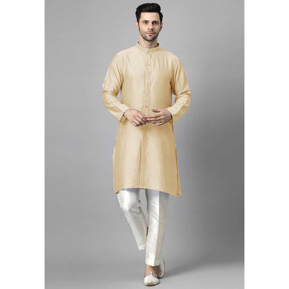 UTSAV FASHION Men High Slit Raw Silk Kurta and Pant