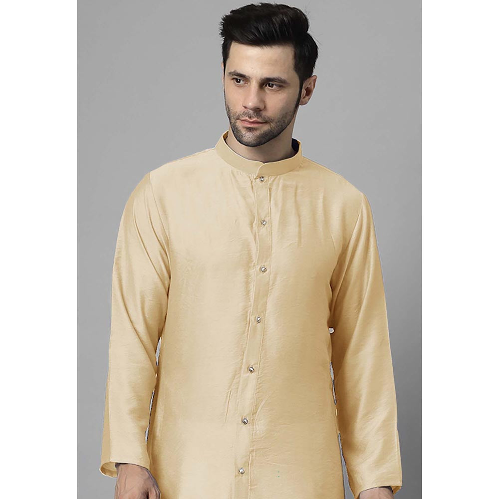 UTSAV FASHION Men High Slit Raw Silk Kurta and Pant