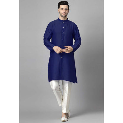 UTSAV FASHION Men High Slit Raw Silk Kurta and Pant