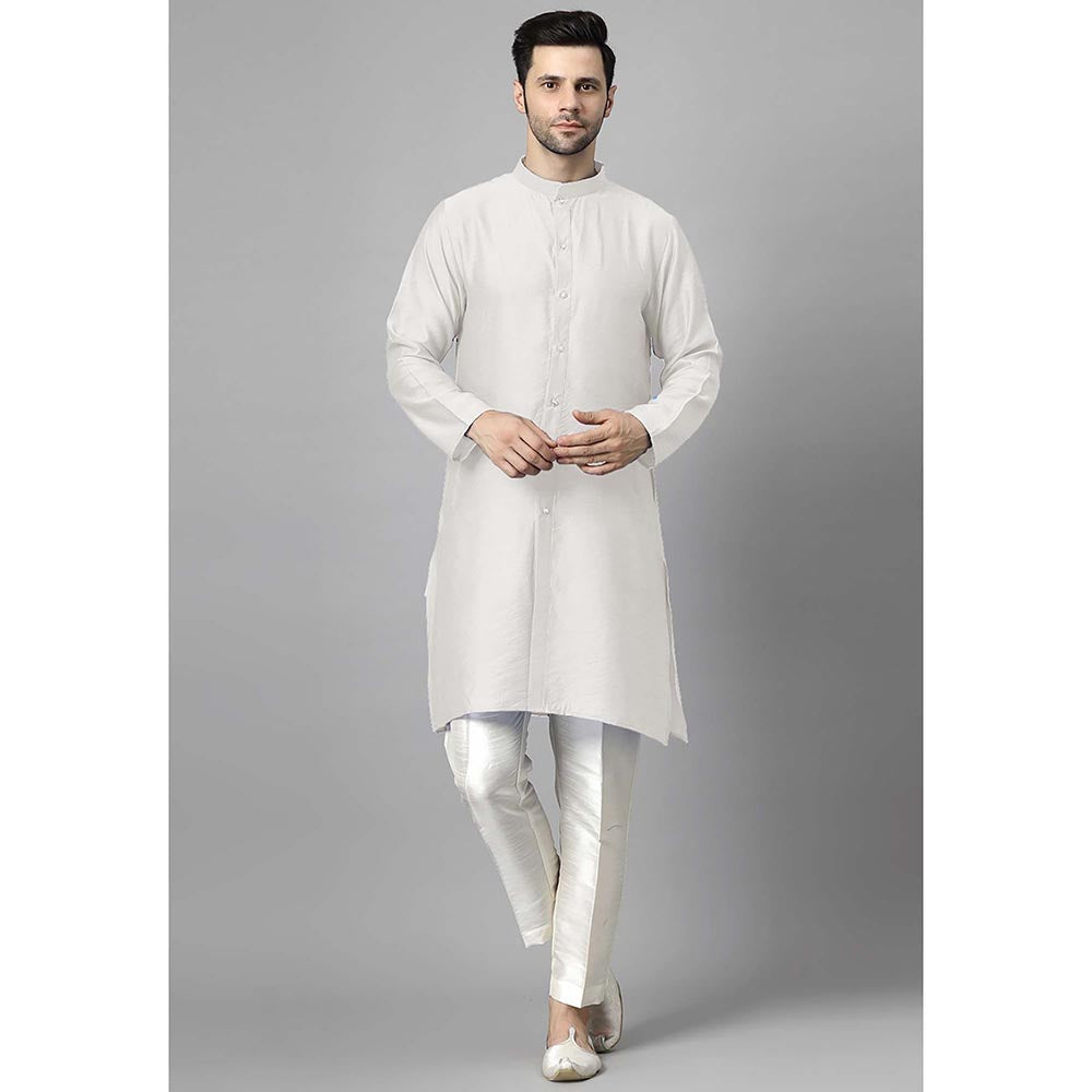 UTSAV FASHION Men High Slit Raw Silk Kurta and Pant